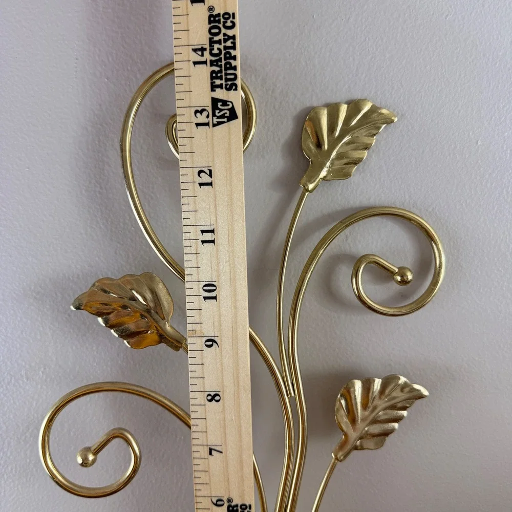 Wall Sconce Home Gold Excellent Botanical Leaf Scroll Brass Tone Metal